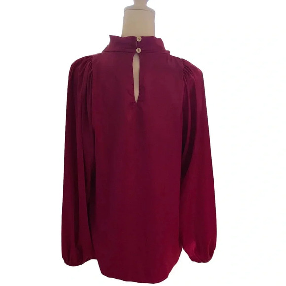 NWOT Joy Magenta Purple Satin Blouse - Picture 9 of 13